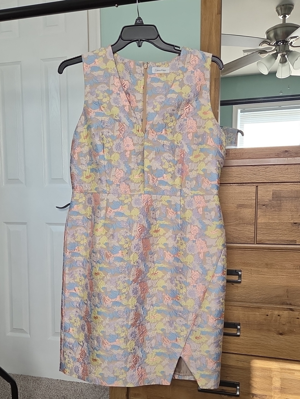 Calvin Klein Pastel Floral Midi Sheath Dress